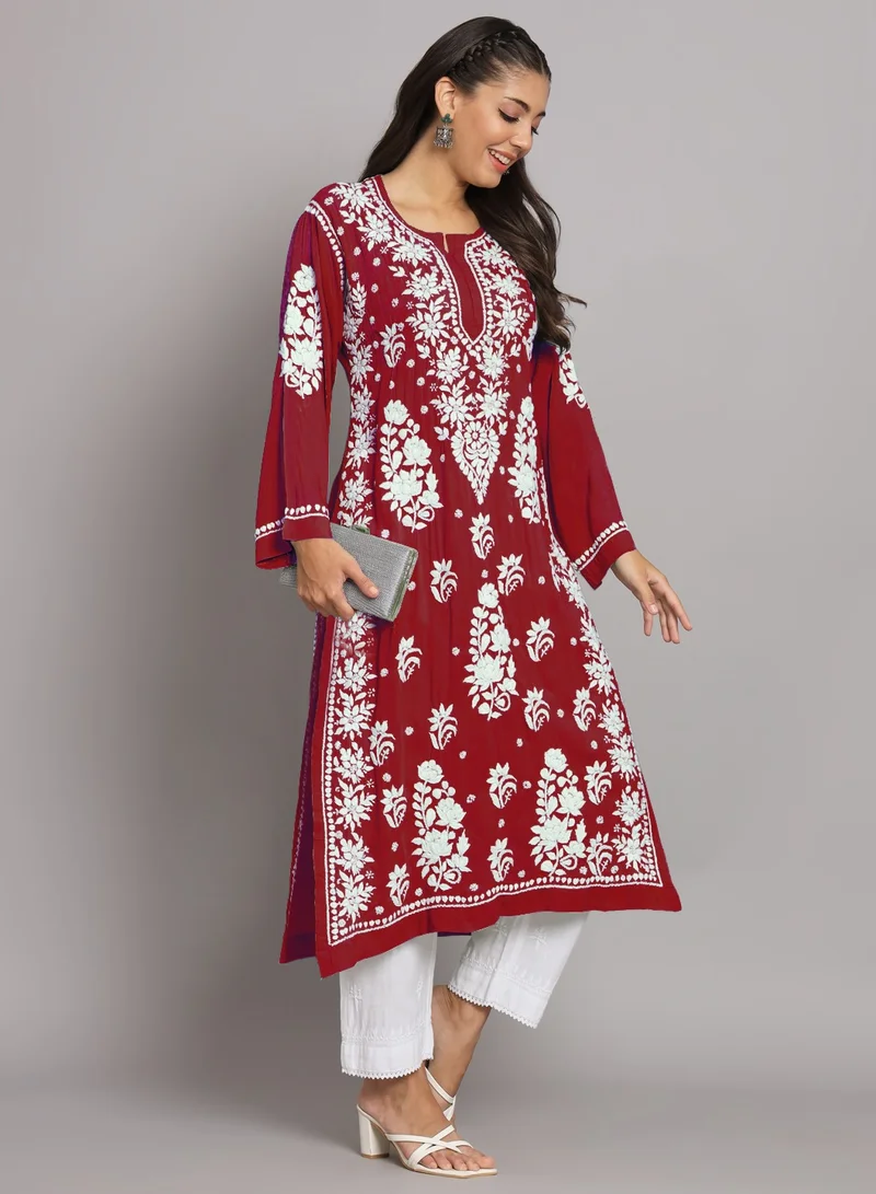 Alaya Hand Embroidered Chikankari Modal Straight Kurta-AL3682