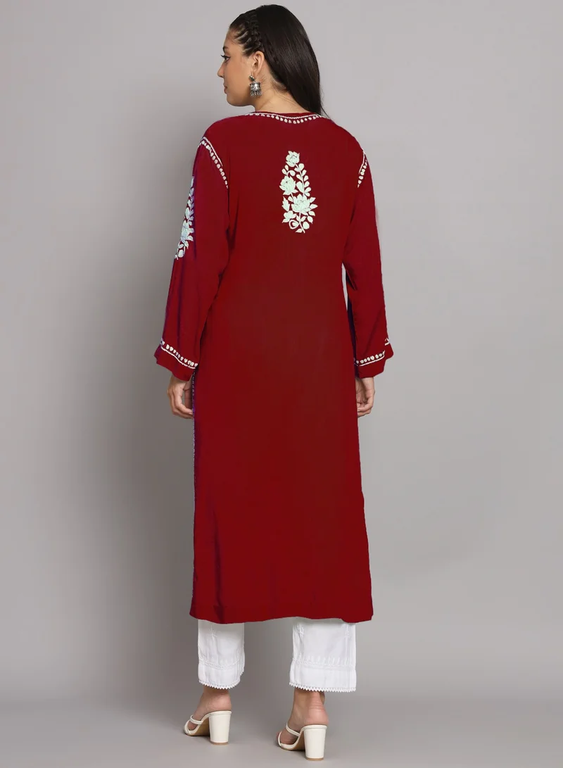 Alaya Hand Embroidered Chikankari Modal Straight Kurta-AL3682