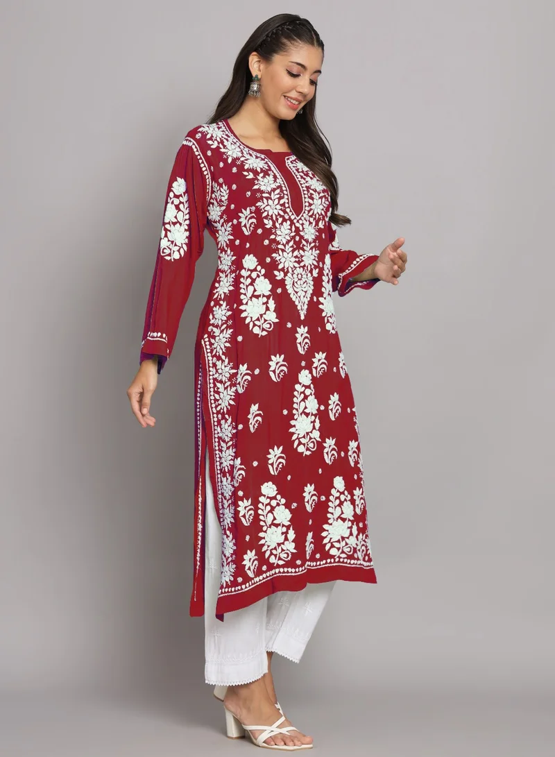 Alaya Hand Embroidered Chikankari Modal Straight Kurta-AL3682