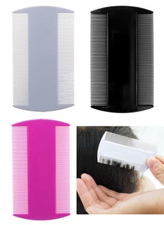 BONITO 3PCS Double Sided Comb, Double Sided Lice Removal Comb, Hair Grooming Comb, Grooming Flea, Tick and Dandruff Removal Fine-Tooth Comb (White+black+pink)  - Image 1