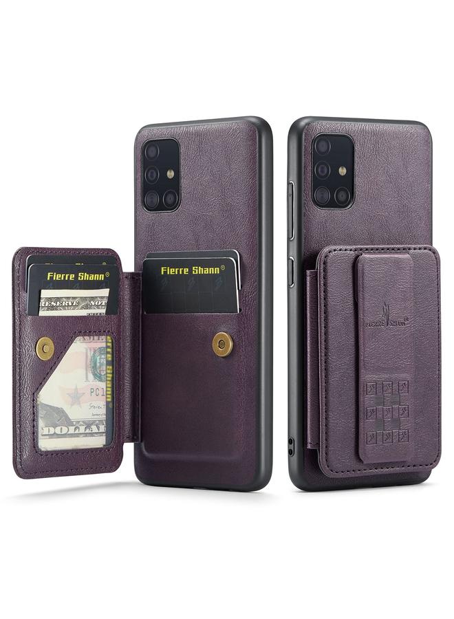 The Bros Case For Samsung Galaxy A71 4G Fierre Shann Oil Wax Cow Leather Card Holder Back Phone Case