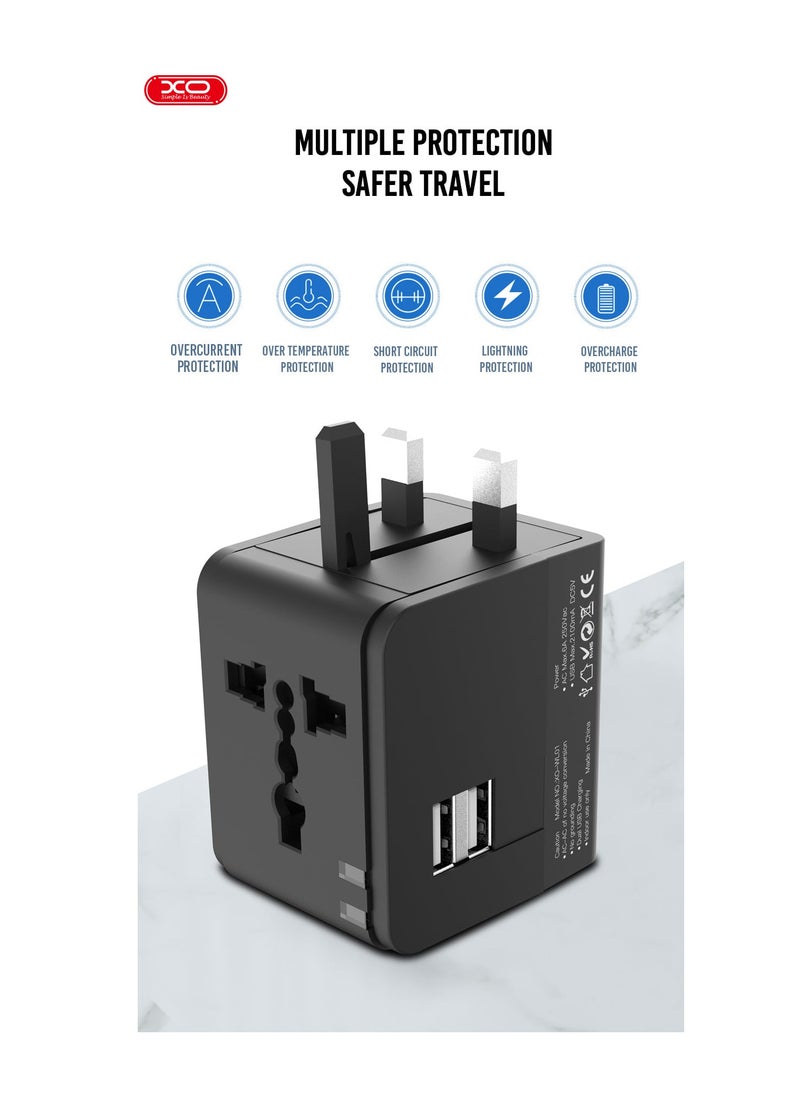 XO INET Travel Adaptor Charger Can Use for All Countries for UK EU US 2USB Port 2.1A (Max)  - Image 2