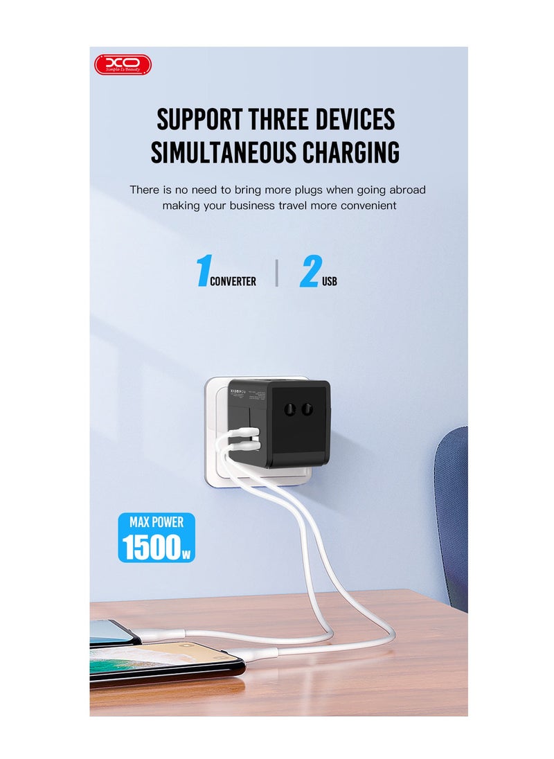 XO INET Travel Adaptor Charger Can Use for All Countries for UK EU US 2USB Port 2.1A (Max)  - Image 3