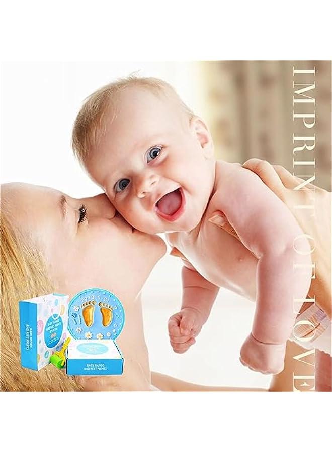 Newborn Handprint and Footprint Kit - Baby Keepsake Frames for Boys and Girls - Infant Clay Souvenir Ornament - Nursery Picture Frame and Keepsake Box in Blue - Image 5