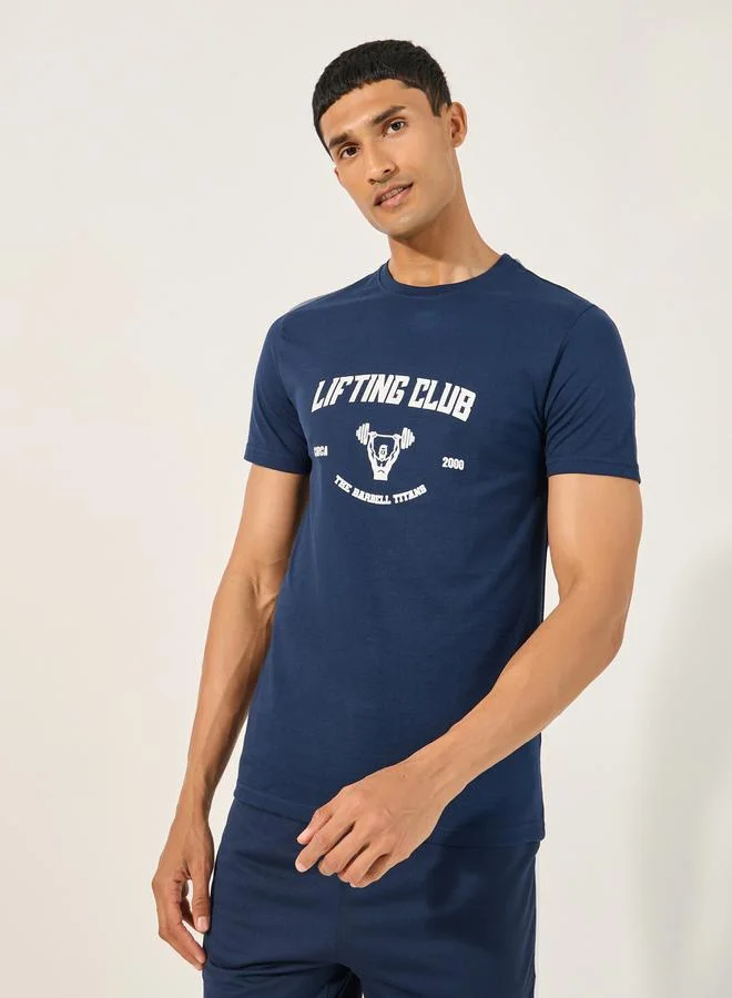 Styli Active Graphic Print Crew Neck Regular Fit T-Shirt