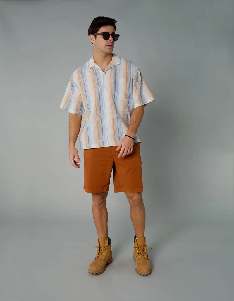 AE Poolside Linen-Blend Button-Up Shirt