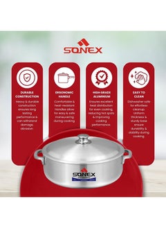 SONEX SONEX Imperial Caldero, 20 cm (2.5 Ltr) – Premium Aluminium Shallow Pot/Dutch Oven, Durable Riveted Handle, Superior Heat Distribution, Dishwasher Safe, Ideal for Rice, Stews, Braises, and Casseroles  - Image 4