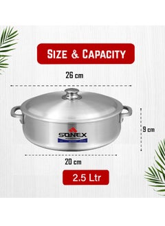SONEX SONEX Imperial Caldero, 20 cm (2.5 Ltr) – Premium Aluminium Shallow Pot/Dutch Oven, Durable Riveted Handle, Superior Heat Distribution, Dishwasher Safe, Ideal for Rice, Stews, Braises, and Casseroles  - Image 5