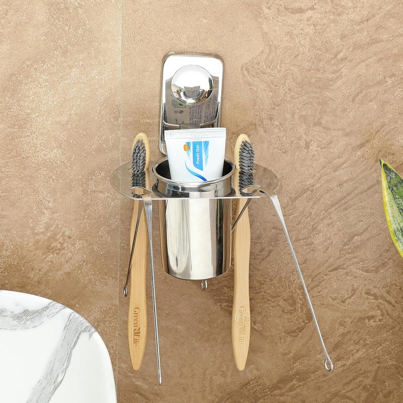 FORTUNE Stainless Steel Bathroom Tooth Brush HolderTumbler HolderTumbler StandBathroom Accessories Pack of 1 - Image 4