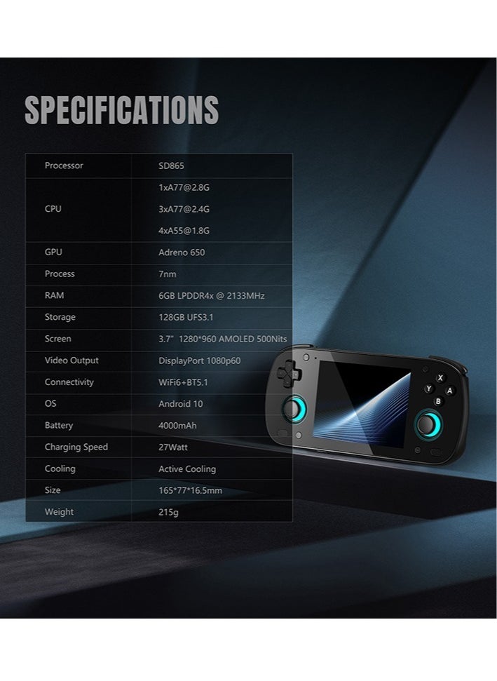 Retroid Pocket - MINI Portable Retro Console Android 6GB 128GB Adreno 650 WiFi Bluetooth 3D illuminated Hall Sticks 3.7 Inch AMOLED Touchscreen Type C OTG Connection 4000mah 27W Fast Charge Built In Official OTA (B - Image 1