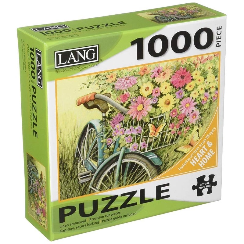 Lang 1000 Piece Puzzle Bicycle Boquet Artwork by Susan Winget Linen Finish 29 x 20 Completed - Image 4