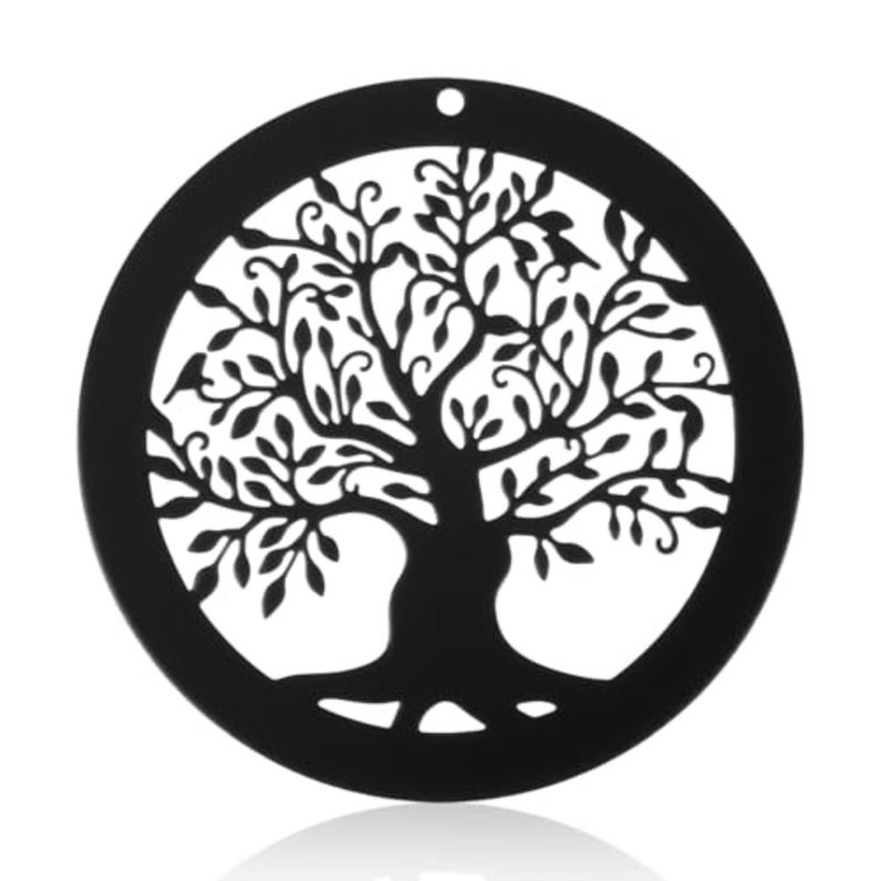 Replacement Wind Catcher, Wind Chime Parts with 16.4FT Nylon Cord Vintage Black Tree Design Sail Replacement Hanging tion Ornament - Image 1