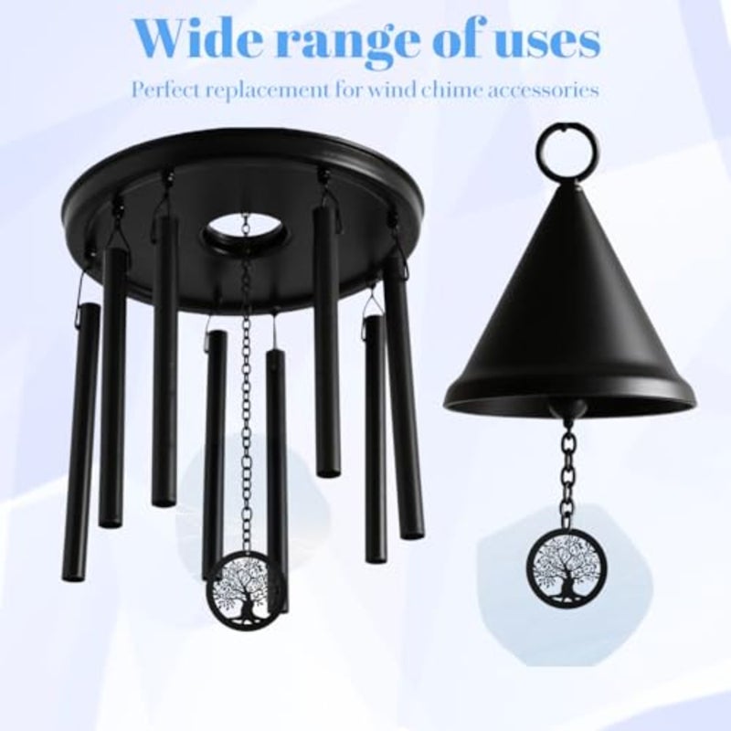 Replacement Wind Catcher, Wind Chime Parts with 16.4FT Nylon Cord Vintage Black Tree Design Sail Replacement Hanging tion Ornament - Image 3