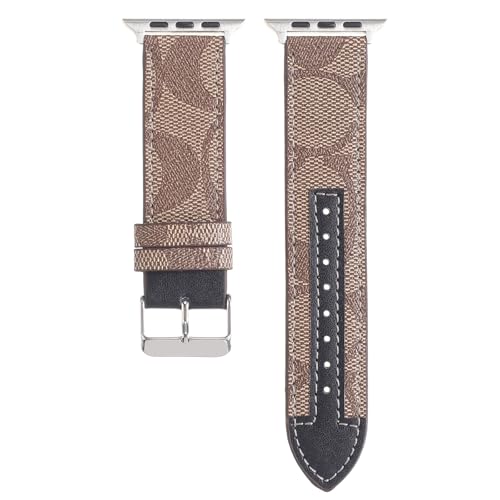Avazera Leather Band 44mm 42mm 40mm 38mm Compatible with Apple Watch Men Women,Design for Replacement Band Compatible with Watch Series 6/5/4/3/2/1, iWatch SE (Brown-black, 38/40MM) - Image 1
