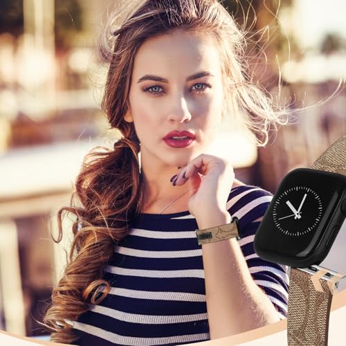 Avazera Leather Band 44mm 42mm 40mm 38mm Compatible with Apple Watch Men Women,Design for Replacement Band Compatible with Watch Series 6/5/4/3/2/1, iWatch SE (Brown-black, 38/40MM) - Image 4