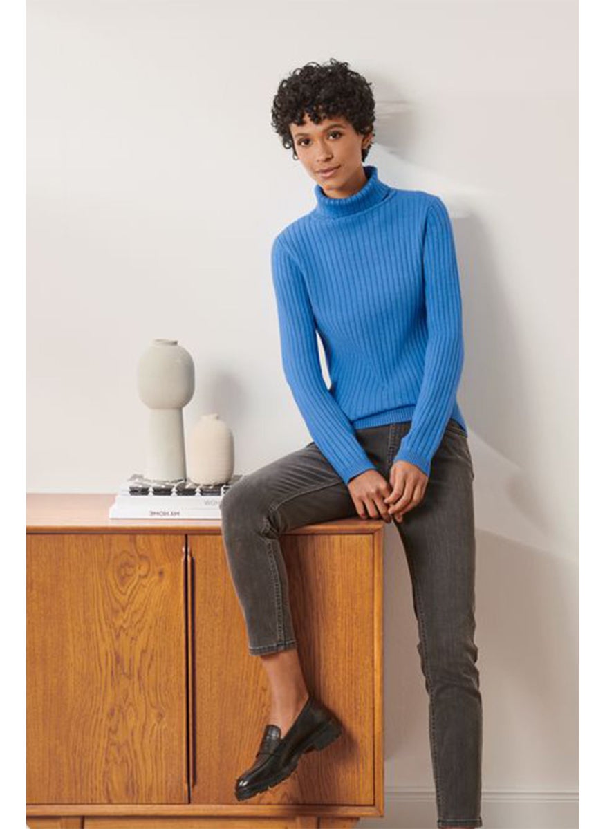 Women Turtle Neck Long Sleeve Textured Sweater, Blue - pzsku/ZAD52450CBF7940E7EAE3Z/45/_/1737642087/89beeed8-52c6-4d23-9e4d-3324aabec518