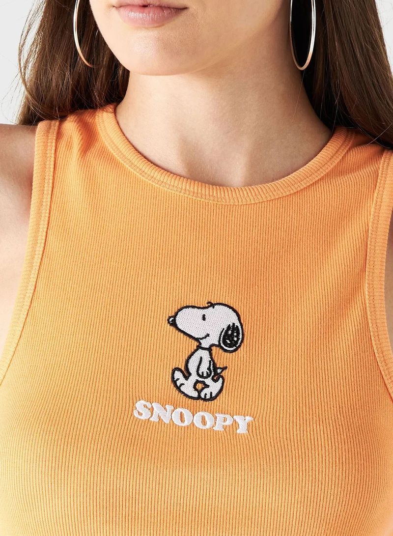 SP Characters Snoopy Dog Embroidered Tank Top