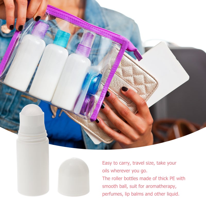 10pcs 50ML Roller Bottles for Essential Oils Empty Refillable Roll Bottles Reusable Leak-Proof DIY Containers with Roller (White) - Image 3