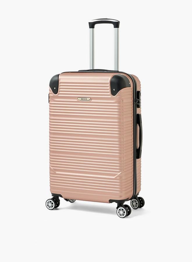 Wave Textured Hardcase Luggage Trolley With Retractable Handle - 24 Inches Check-In Bag - Image 1