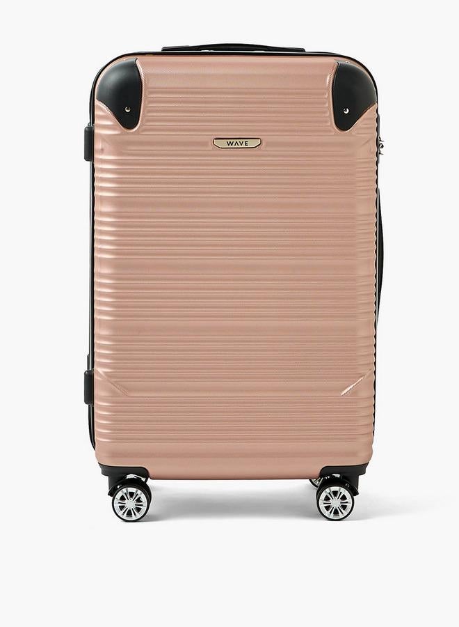 Wave Textured Hardcase Luggage Trolley With Retractable Handle - 24 Inches Check-In Bag - Image 2