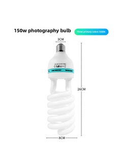 General Tricolor Photography Bulb 5500K Semi-spiral E27 Lamp Tube Softbox Studio Fill Light Supply-Light Source Color:150W  - Image 1