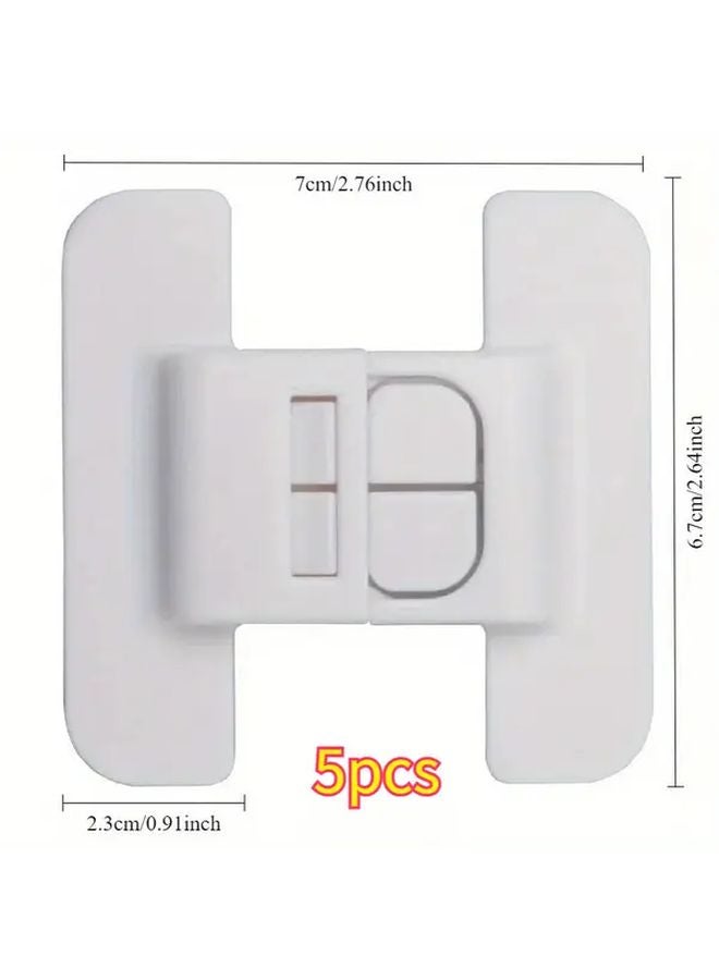 5pcs White Childproof Latch Buckle Set No Drill Safety Lock For Fridge Doors Cabinets - Image 3