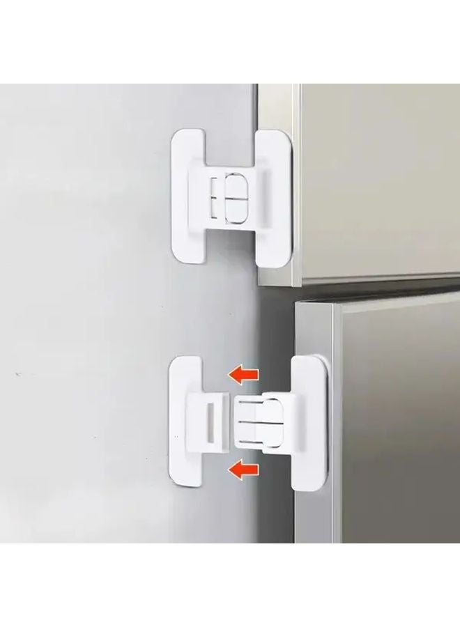 5pcs White Childproof Latch Buckle Set No Drill Safety Lock For Fridge Doors Cabinets - Image 2
