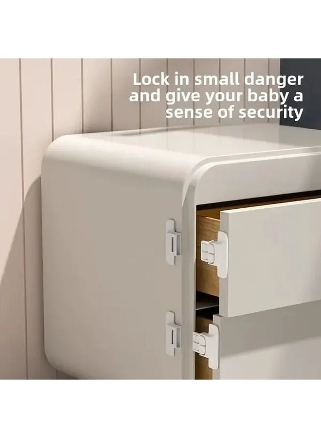 5pcs White Childproof Latch Buckle Set No Drill Safety Lock For Fridge Doors Cabinets - Image 4