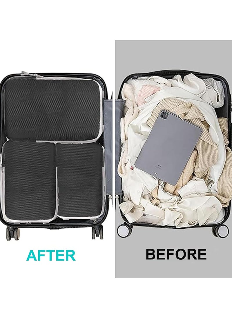 Generic - Compression Packing Cubes for Storage, 4 Set Travel Organizer Bags for Suitcase Luggage Packing, Travel Luggage Organizer Bags for Traveling Accessories (blue) - Image 1