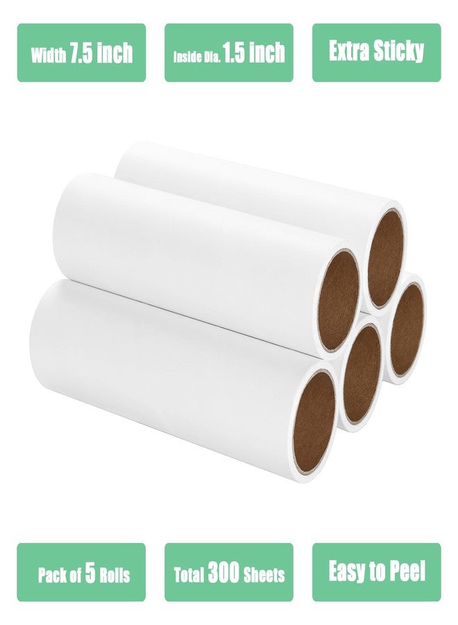 MINGRACE 7.5 inch Lint Roller Refills Only, Pet Hair Remover Refills for Clothes Carpet Floor Couch, Extra Sticky Lint Brush Roller Refills, Pack of 5 Rolls, Total 300 Sheets (7.5'' Wide) - Image 3