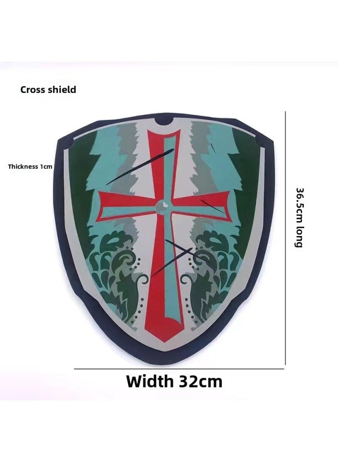 Spot Eva Toy Sword Children Foam Sword Safety Sword Simulation Sponge Sword Shield Pirate Sword Shield Wholesale-Color:Cross Shield W003  - Image 1