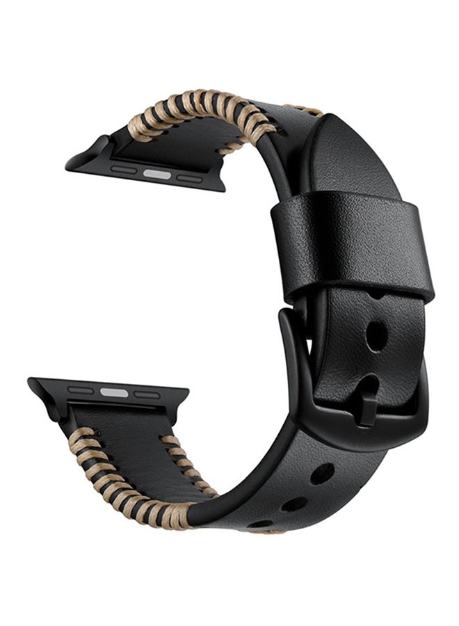 آيسانك سوار معصم كلاسيكي قابل للاستبدال لساعة أبل سلسلة 1/2/3 قياس 38 ميللمتراً أسود - Image 1