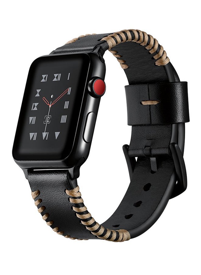 آيسانك سوار معصم كلاسيكي قابل للاستبدال لساعة أبل سلسلة 1/2/3 قياس 38 ميللمتراً أسود - Image 2