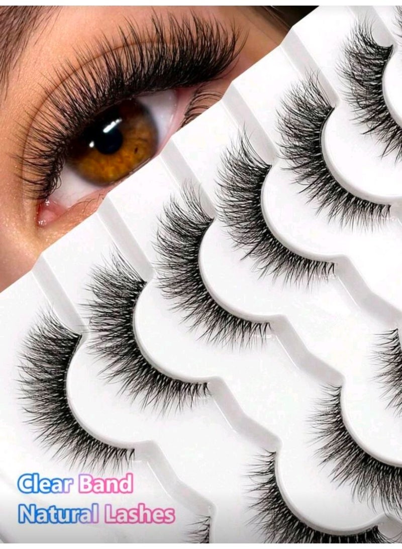 SHEIN-7Pairs Clear Band Wispy Natural Lashes - Reusable, And Lightweight For A Dramatic Eye Makeup Look - Perfect For Everyday Wear - Image 1
