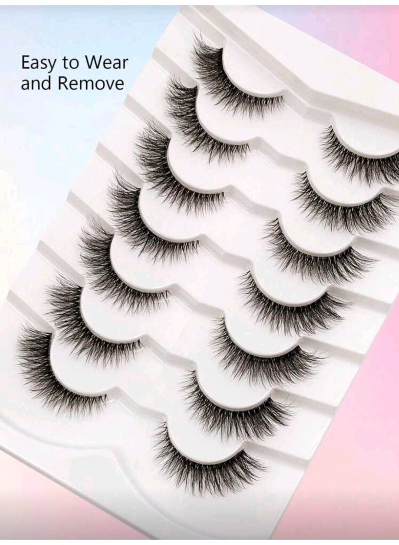 SHEIN-7Pairs Clear Band Wispy Natural Lashes - Reusable, And Lightweight For A Dramatic Eye Makeup Look - Perfect For Everyday Wear - Image 5