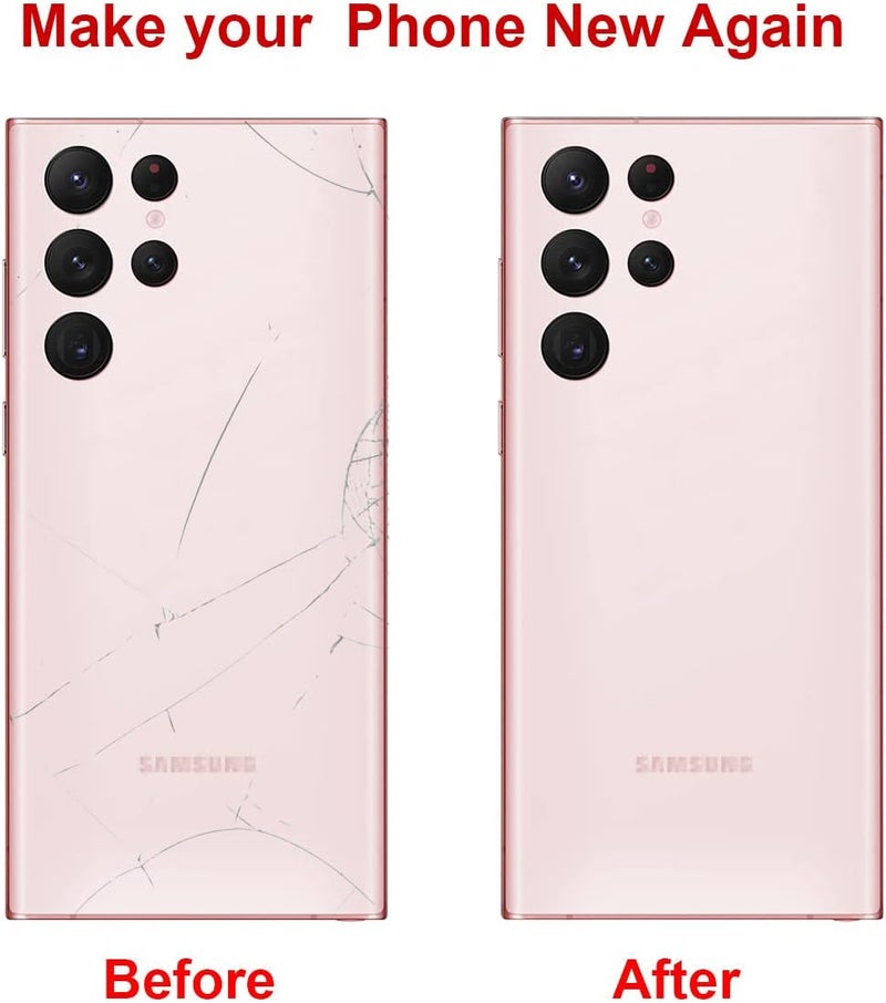 Perzework Rear Back Glass Replacement for Samsung Galaxy S22 Ultra 6.8 inches 5G with Reparing Toolkit and Pre-Installed Adhesive (Pink Gold) - Image 4