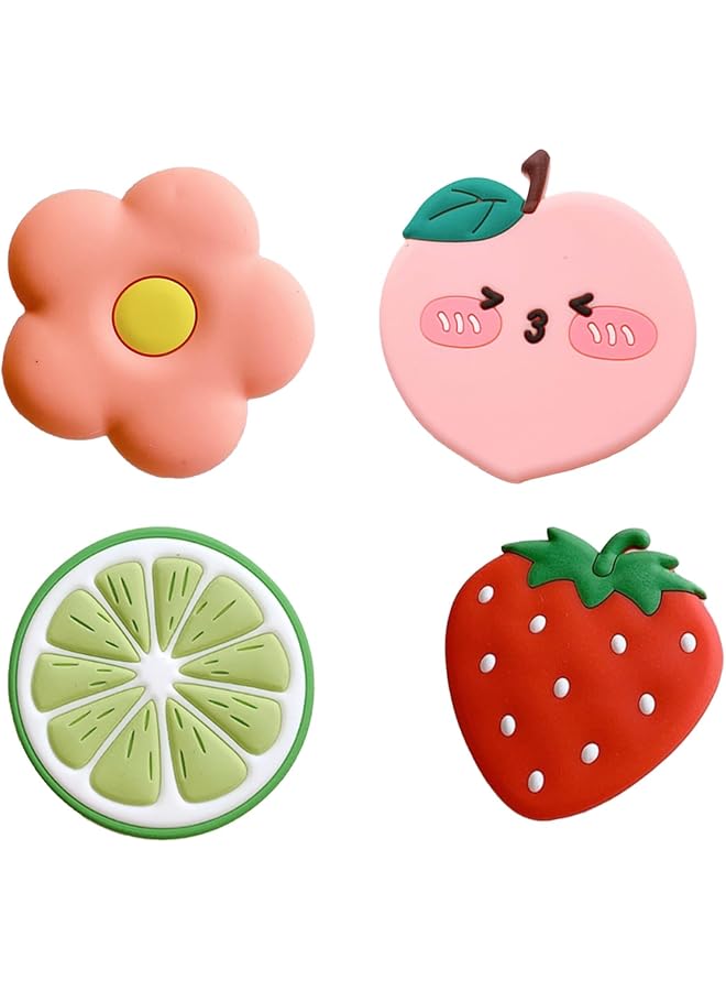 S-TOP Universal Phone Grip and Stand for Secure One-Handed Use and Hands-Free Viewing, 4 Pack Fruit Theme Air Cushion Collapsible Sockets, Compatible with iPhone, Samsung and Android Tablets - Image 1