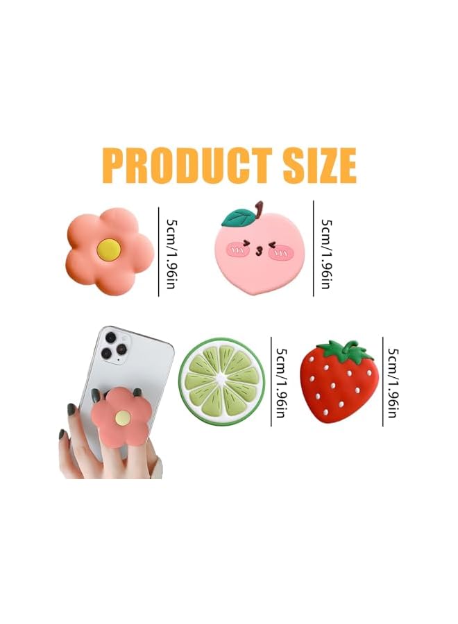 S-TOP Universal Phone Grip and Stand for Secure One-Handed Use and Hands-Free Viewing, 4 Pack Fruit Theme Air Cushion Collapsible Sockets, Compatible with iPhone, Samsung and Android Tablets - Image 2