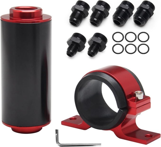 Inline Fuel Filter Kit With 6An 8An 10An Adapters - 50Mm 100 Micron Flow For Gasoline, E85, And Diesel