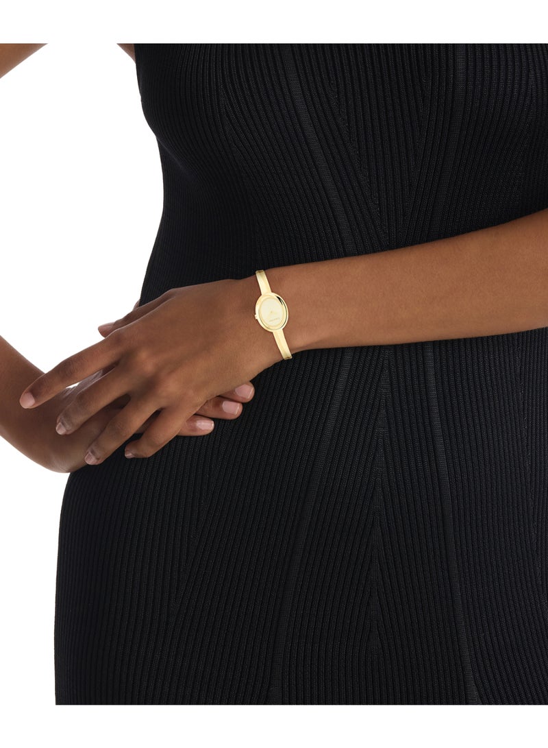 CALVIN KLEIN OVAL ANALOG WOMEN'S LIGHT CHAMPAGNE CASE WATCH - 25100056 - Image 3