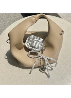 Electroplated Bowknot Airpods3 Generation Earphone Protective Cover For Apple Wireless Bluetooth Shell Soft Silicone Pro2/4-Color:Full Screen White Bow [electroplated Silver] + Pendant-Applicable Models:Airpods Pro