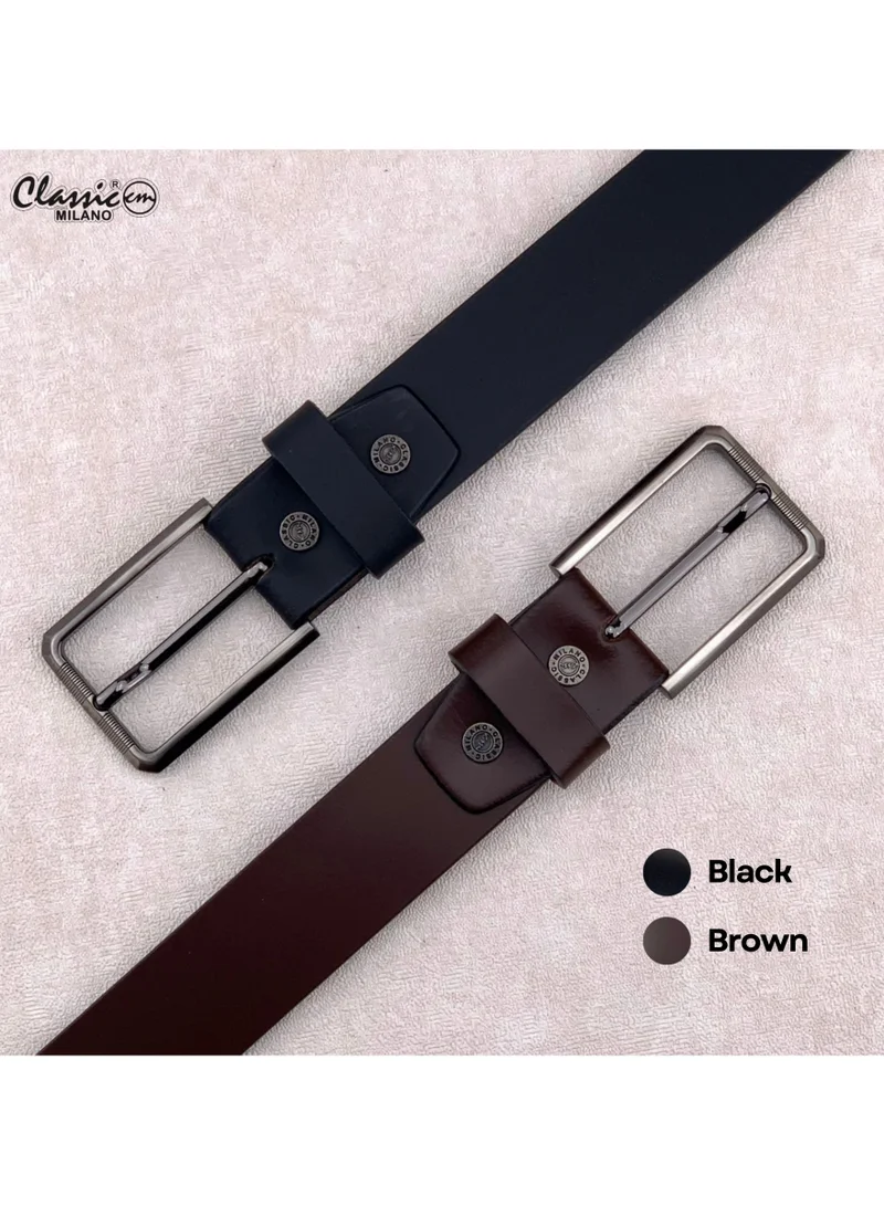 Classic Milano Brown (RHHP-03-F) Classic Milano Genuine Leather Belt for Men – Black Formal Belt Men – Men Belts for Office & Business Wear – Mens Belt Leather with Gift Box for Men | Best Price UAE