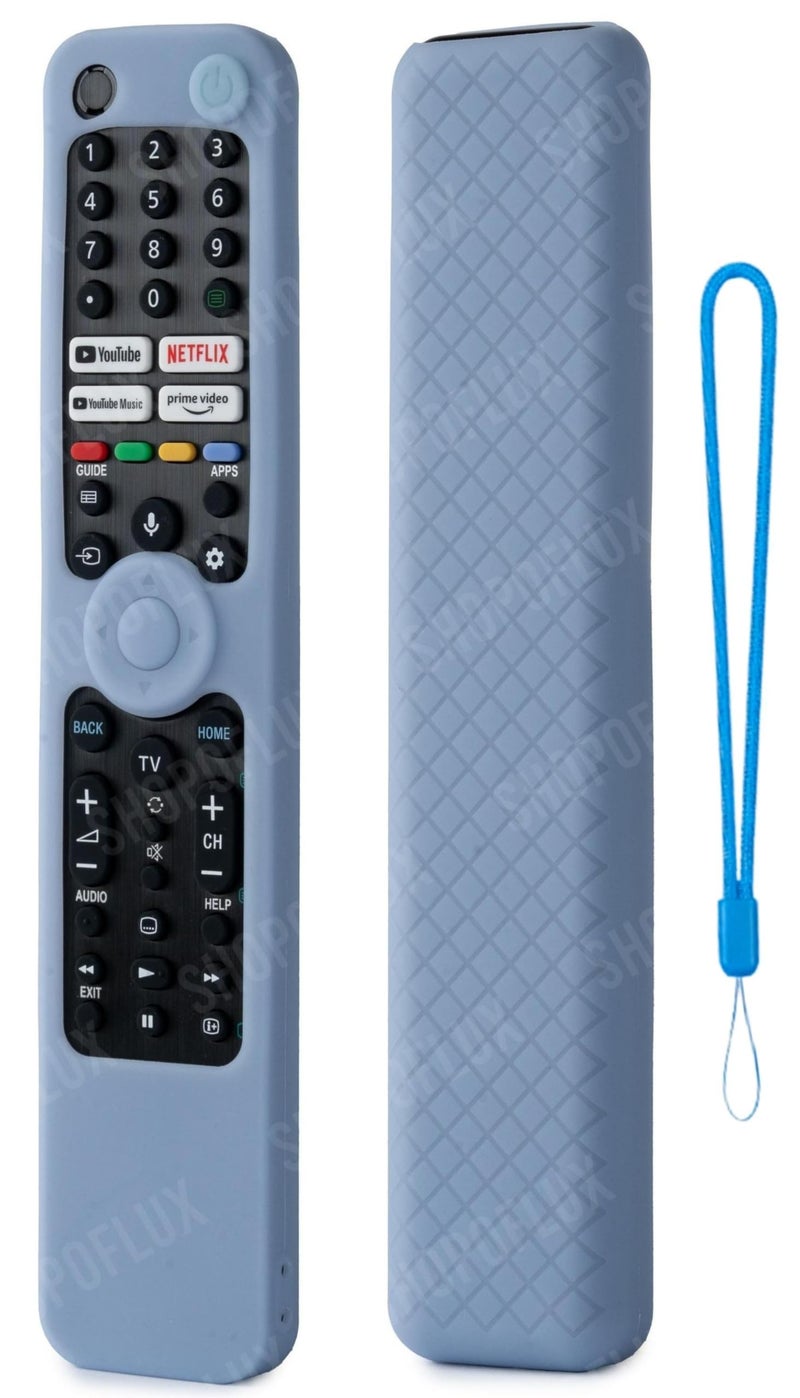 SHOPOFLUX Silicone Heavy Duty Armor Case Cover Compatible with Sony Smart Tv Remote Cover with Lanyard [Remote NOT Included] (Blue) - Image 1