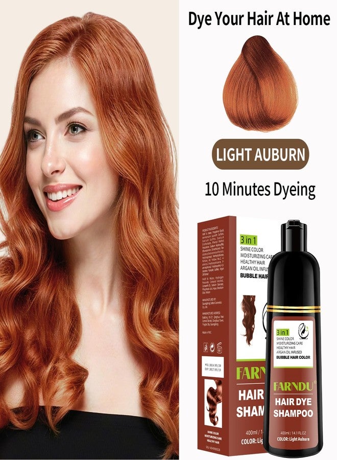 Farndu Light Auburn Hair Dye Shampoo, 100% Gray Hair Coverage Herbal Formula 3 in 1 Copper Brown Hair Color Shampoo for Women Men - Image 2