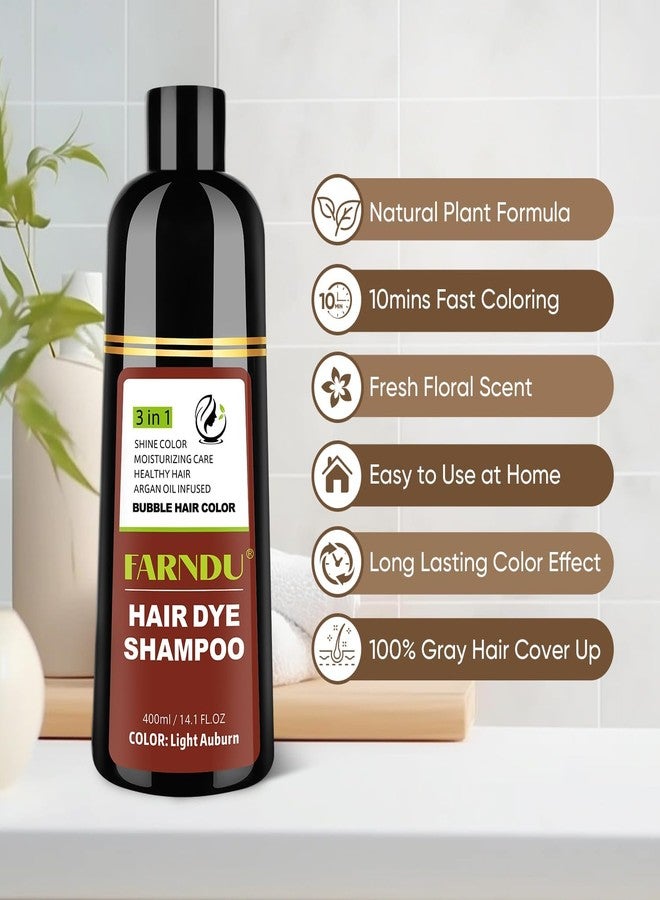 Farndu Light Auburn Hair Dye Shampoo, 100% Gray Hair Coverage Herbal Formula 3 in 1 Copper Brown Hair Color Shampoo for Women Men - Image 4