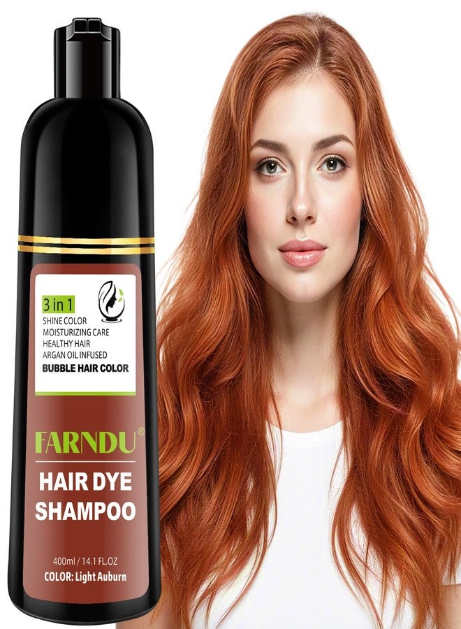 Farndu Light Auburn Hair Dye Shampoo, 100% Gray Hair Coverage Herbal Formula 3 in 1 Copper Brown Hair Color Shampoo for Women Men - Image 1