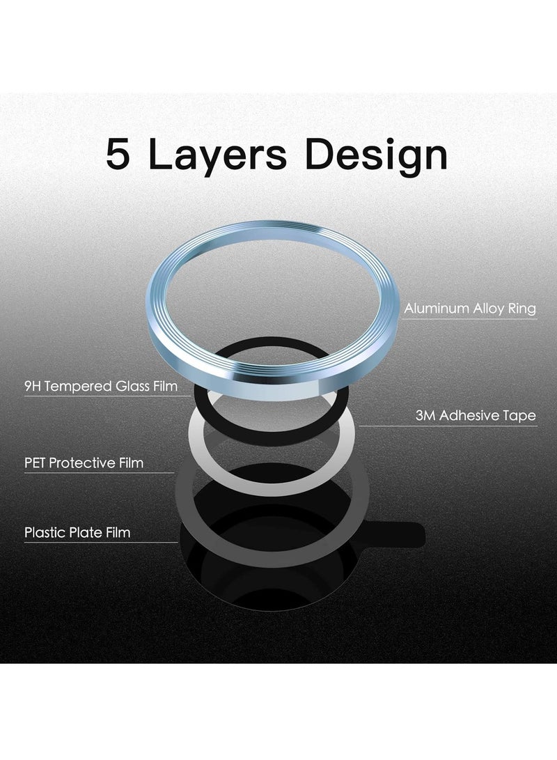 DUSALA Camera Lens Protector for iPhone 14 6.1-Inch and iPhone 14 Plus 6.7-Inch, 9H Tempered Glass Metal Individual Ring Cover, HD Clear, 1 Set (Blue) - Image 3