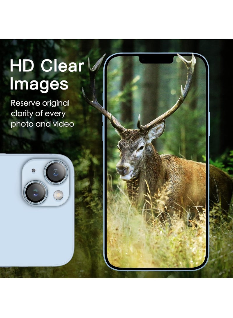 DUSALA Camera Lens Protector for iPhone 14 6.1-Inch and iPhone 14 Plus 6.7-Inch, 9H Tempered Glass Metal Individual Ring Cover, HD Clear, 1 Set (Blue) - Image 4