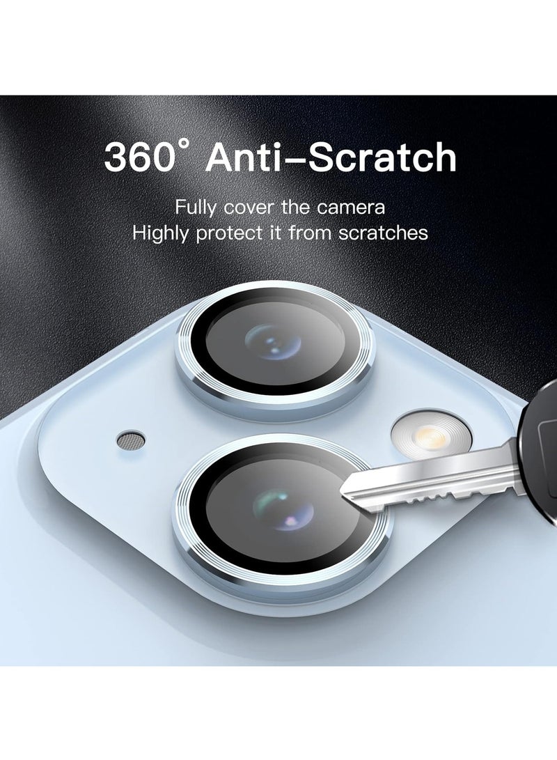DUSALA Camera Lens Protector for iPhone 14 6.1-Inch and iPhone 14 Plus 6.7-Inch, 9H Tempered Glass Metal Individual Ring Cover, HD Clear, 1 Set (Blue) - Image 5