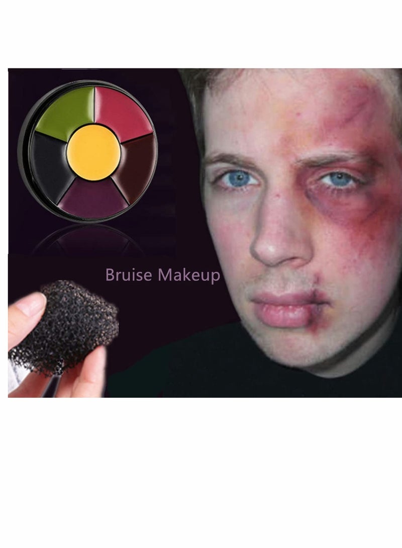 SYOSI 6 Color Bruise Wheel Special Effects SFX Zombie Makeup Kit Professional Non Toxic Face Body Paint Oil Sfx Makeup Set with Sponge  - Image 5